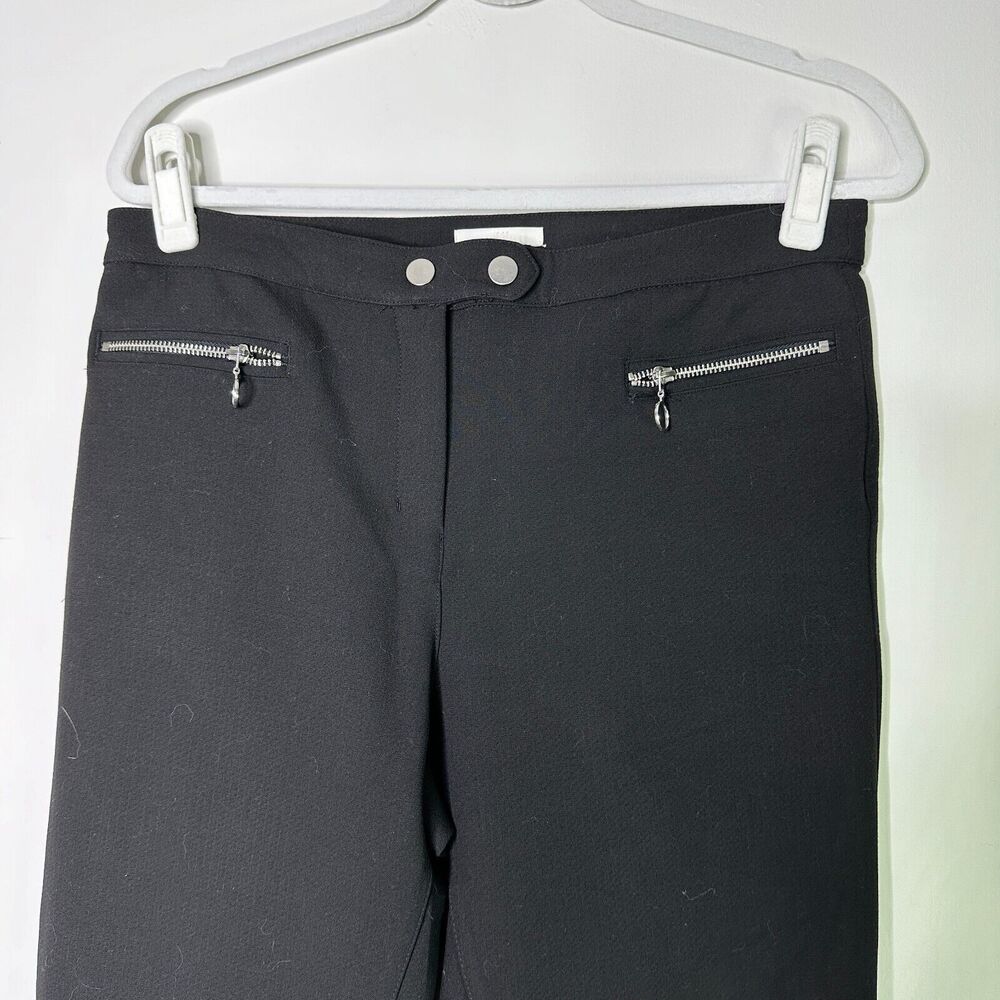 H&M Pants Women 14 Black Stretch Silver Zip Straight Skinny Athleisure 14 NWT - Picture 2 of 9